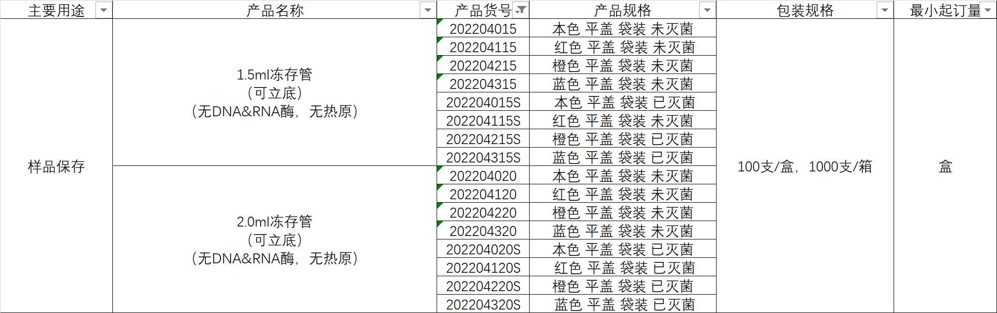 2.0mL冻存管