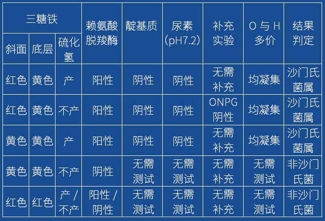 沙门氏菌判定表