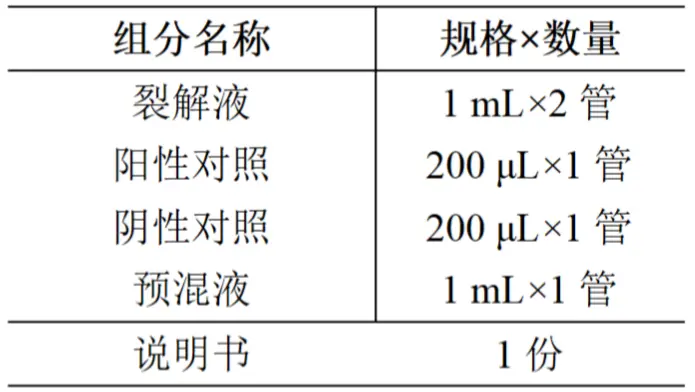 干酪乳杆菌核酸检测试剂盒(PCR-荧光探针法)产品组分
